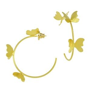 Betty Carre butterfly hoop earrings. Nichol and lead free.